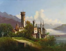 Landschaftsmaler (19. Jh.) "Burg Stolzenfels", Öl auf Leinwand, 54 x 68 cm
