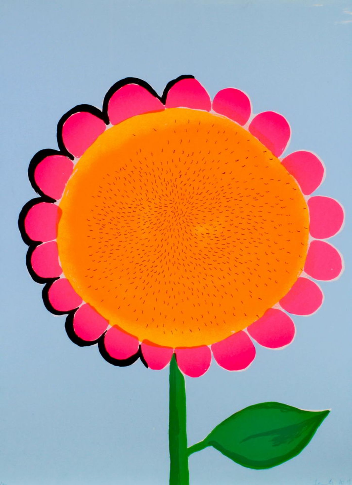 Barath, Heike (geb. 1966 Vaihingen, lebt und arbeitet in Berlin), "Sonnenblume", Siebdruck auf Papi