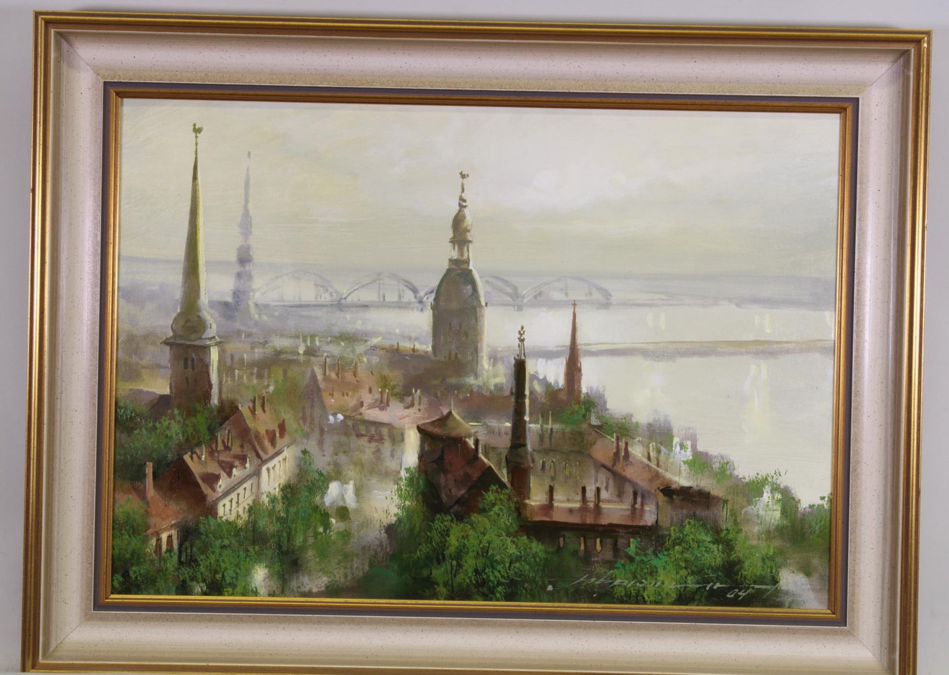 Aleksander Gavrjutin (20./21. Jh.), "Blick über Riga", Öl auf Leinwand, Signatur unten rechts un - Image 2 of 4