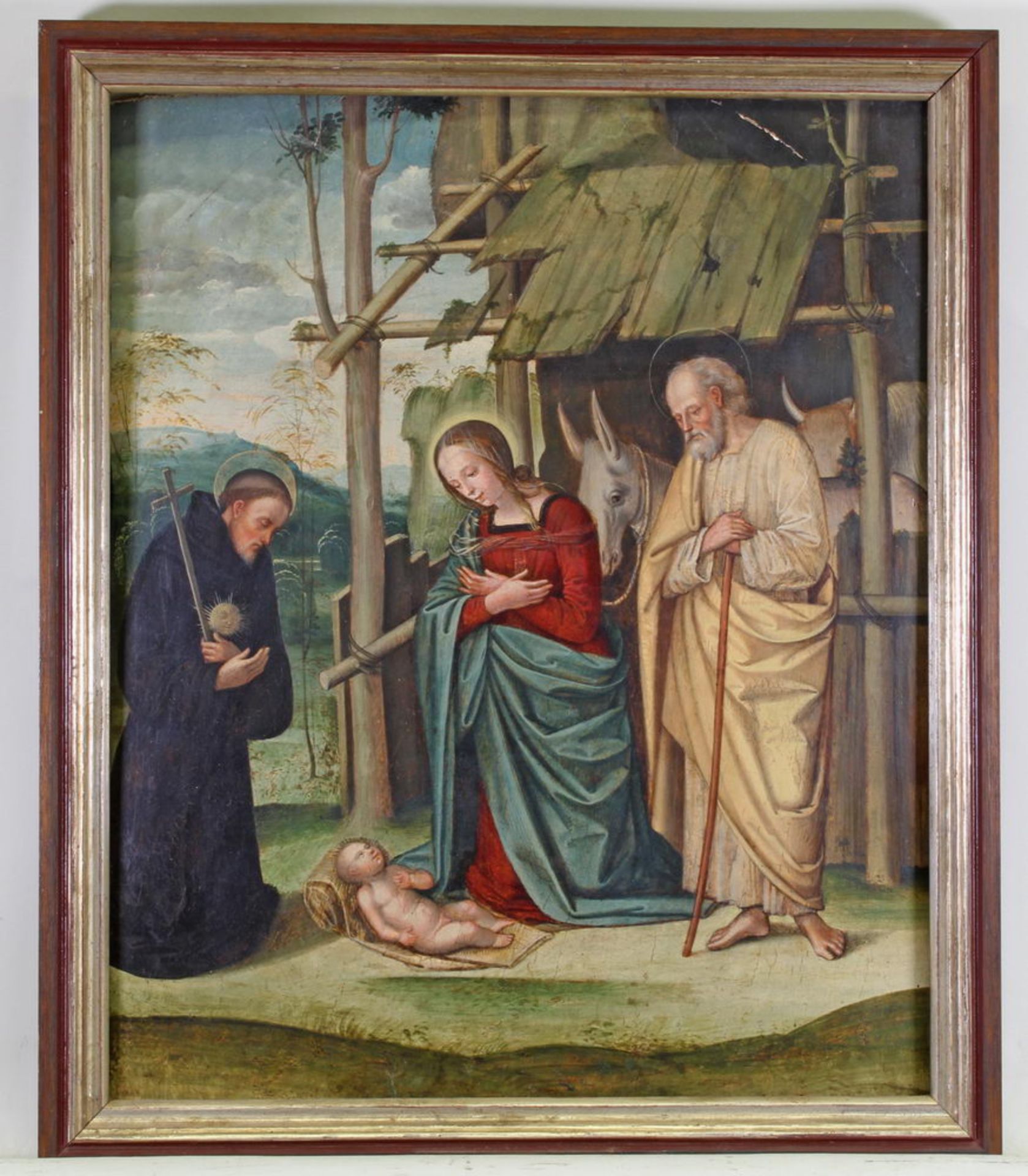 Norditalienischer Meister (wohl um 1500), "Die Anbetung des Kindes", Tempera auf Holz, 50 x 41.5 cm - Image 2 of 6