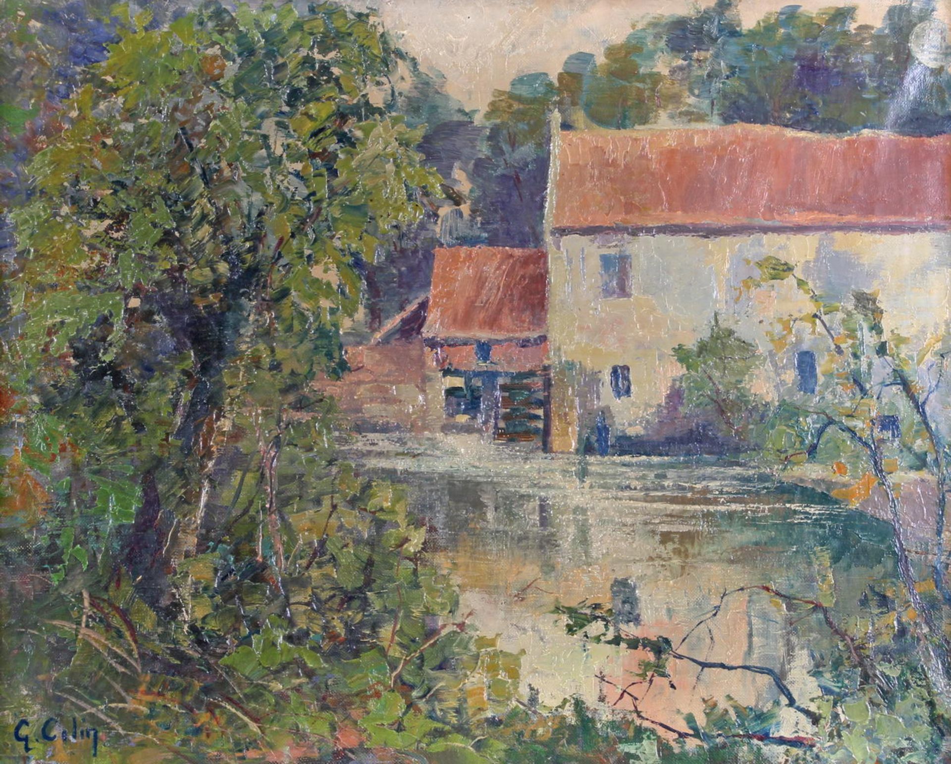 Colin, G. (19./20. Jh.), "Wassermühle", Öl auf Leinwand, signiert unten links G. Colin, 40 x 50 c