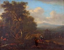 Begeyn, Abraham Jansz. (1637/38 - 1697), Umkreis oder in der Art, "Reisende in hügeliger Landschaf