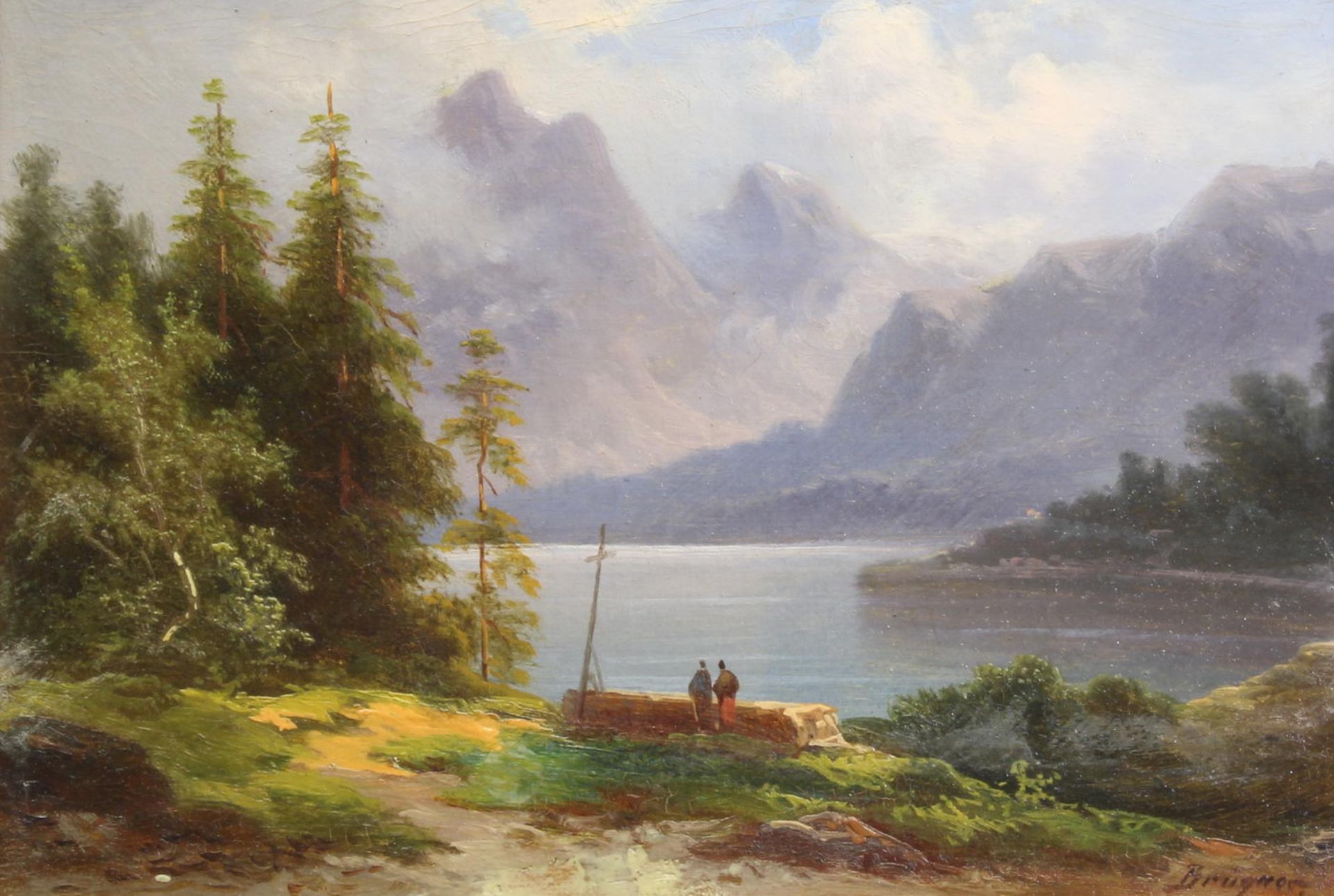 Landschaftsmaler (19./20. Jh.), Konvolut von 3 kleine Gemälde: 2x Cölestin Brügner, "Am Ufer ein - Image 6 of 10