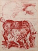Neyers, Kurt (1900 Düsseldorf - 1969 ebda.), "Stute mit Fohlen", Kreidezeichnung, signiert und dat