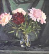 Stilllebenmaler (20. Jh.), "Blumenstillleben", Öl auf Karton, ca. 54 x 50 cm