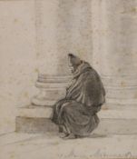 Italienischer Zeichner (19. Jh.), "Ansicht mit Geistlichen in der Santa Maria Maggiore Rom", Bleist