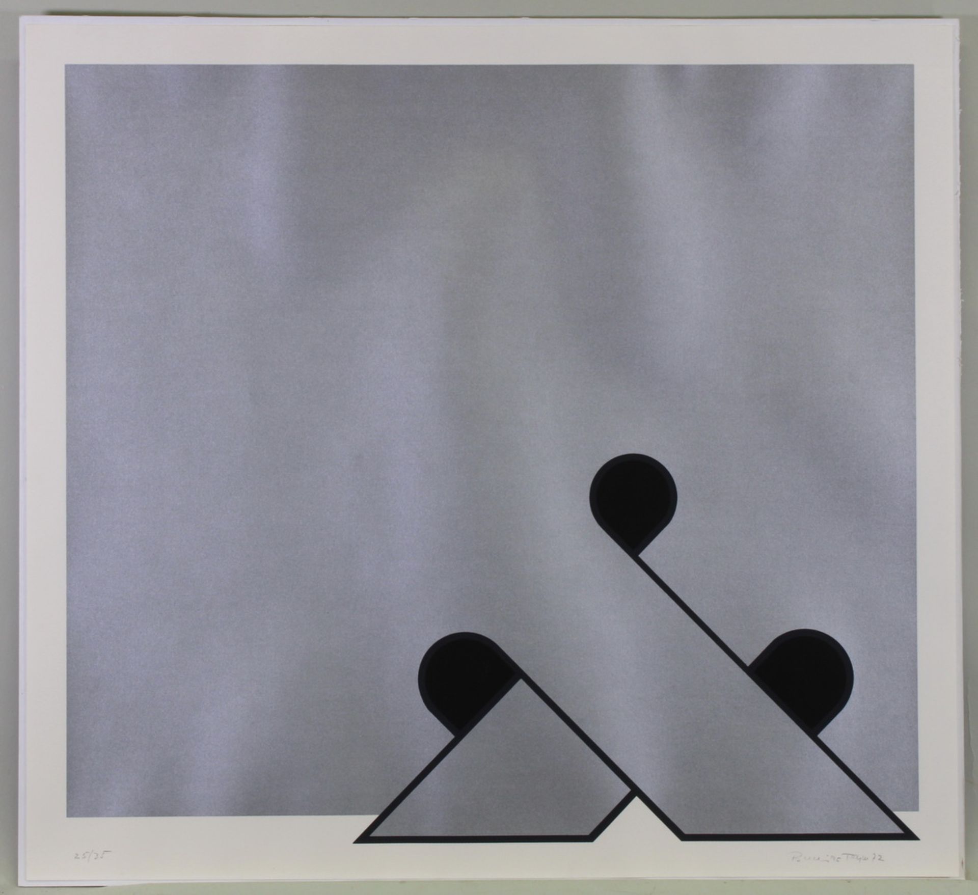 Undeutlich signiert (20. Jh.), "Geometrische Konstruktion", Farbserigrafie, undeutlich signiert unt - Bild 3 aus 4