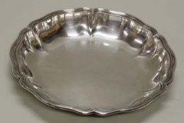 Schale, Silber 800, Wilkens, passig-geschweifter Profilrand, 4.5 cm hoch, ø 30 cm, ca. 590 g