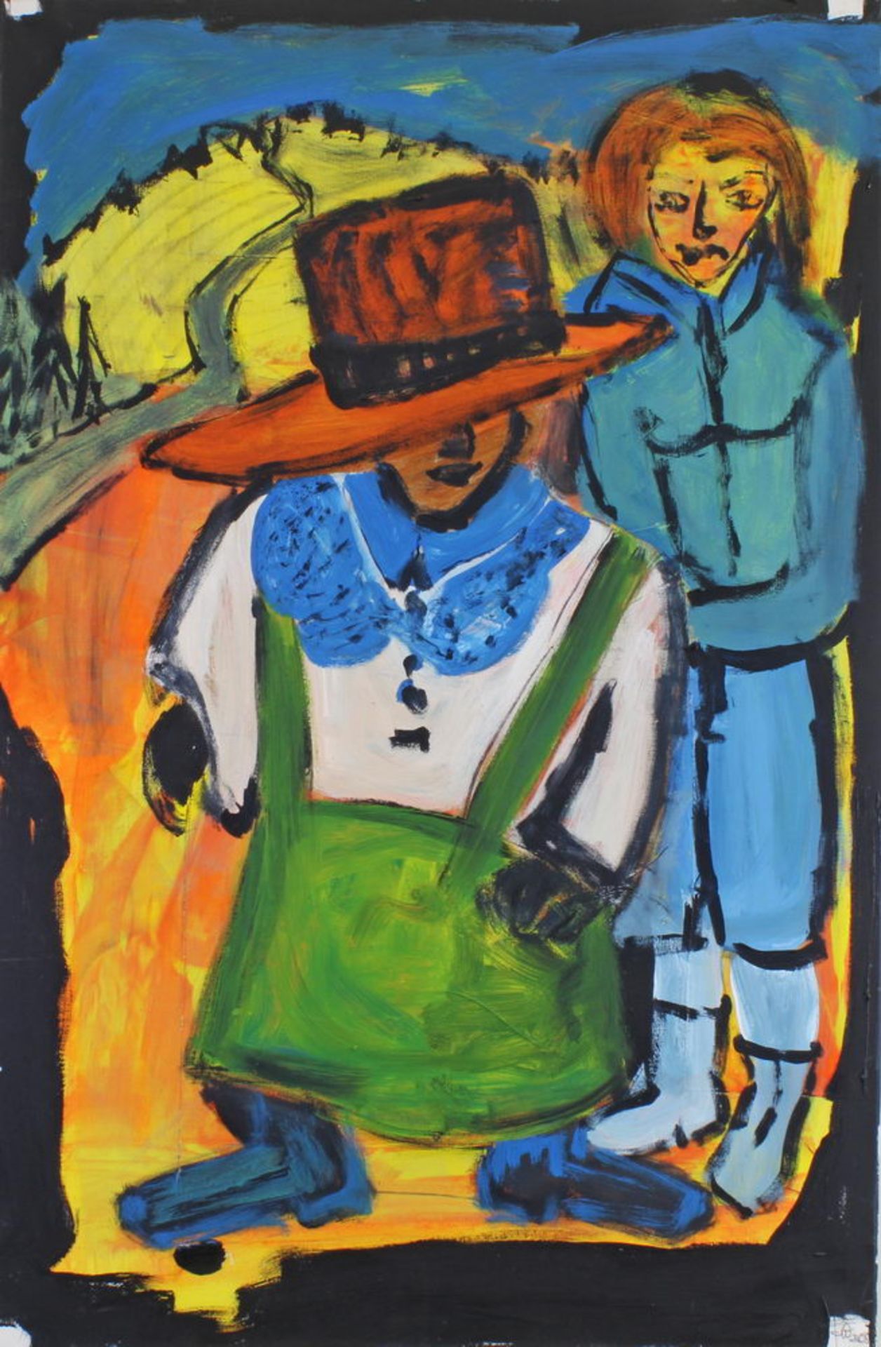 Wollny, Frank (geb. 1948, in Vlatten tätiger Künstler), "Ohne Titel", Acryl auf Leinwand, monogra