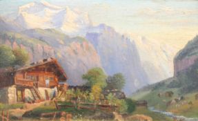 Landschaftsmaler (19./20. Jh.), Konvolut von 3 kleine Gemälde: 2x Cölestin Brügner, "Am Ufer ein