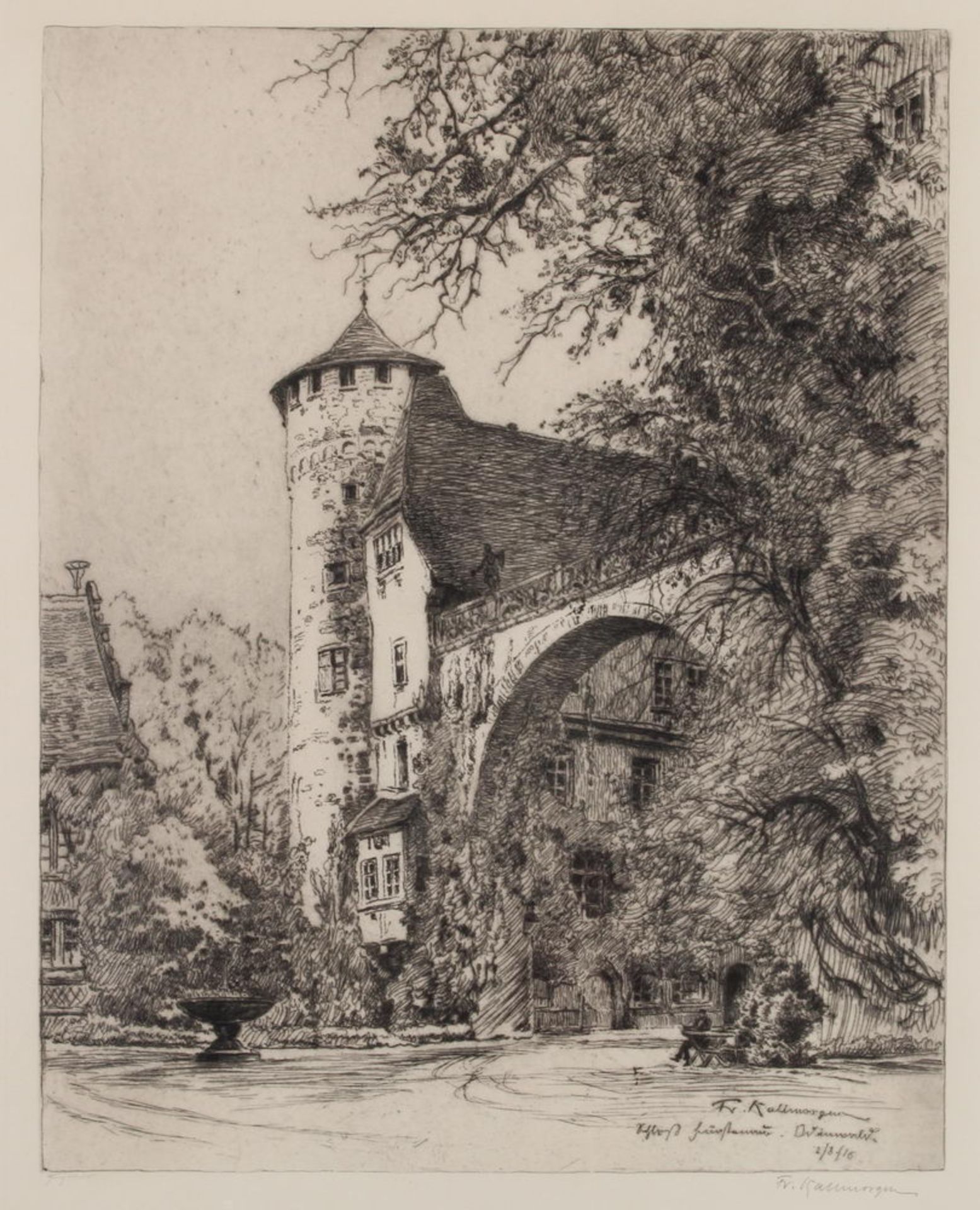 Kallmorgen, Friedrich (1856 Altona - 1924 Grötzingen b. Karlsruhe), "Schloss Fürstenau im Odenwald"