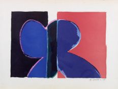 Voelkle, Bernd (geb. 1940 Mülheim/Baden), "Abstrakte Komposition", Farblithografie auf Papier, sig