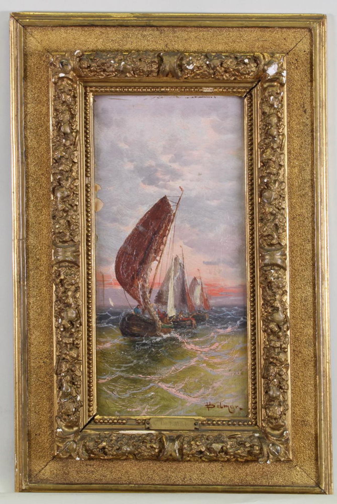 Delmar, William (englischer Maler, 19. Jh.), womöglich, "Segelschiffe", Öl auf Holz, signiert unt - Image 2 of 4
