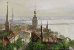 Aleksander Gavrjutin (20./21. Jh.), "Blick über Riga", Öl auf Leinwand, Signatur unten rechts un