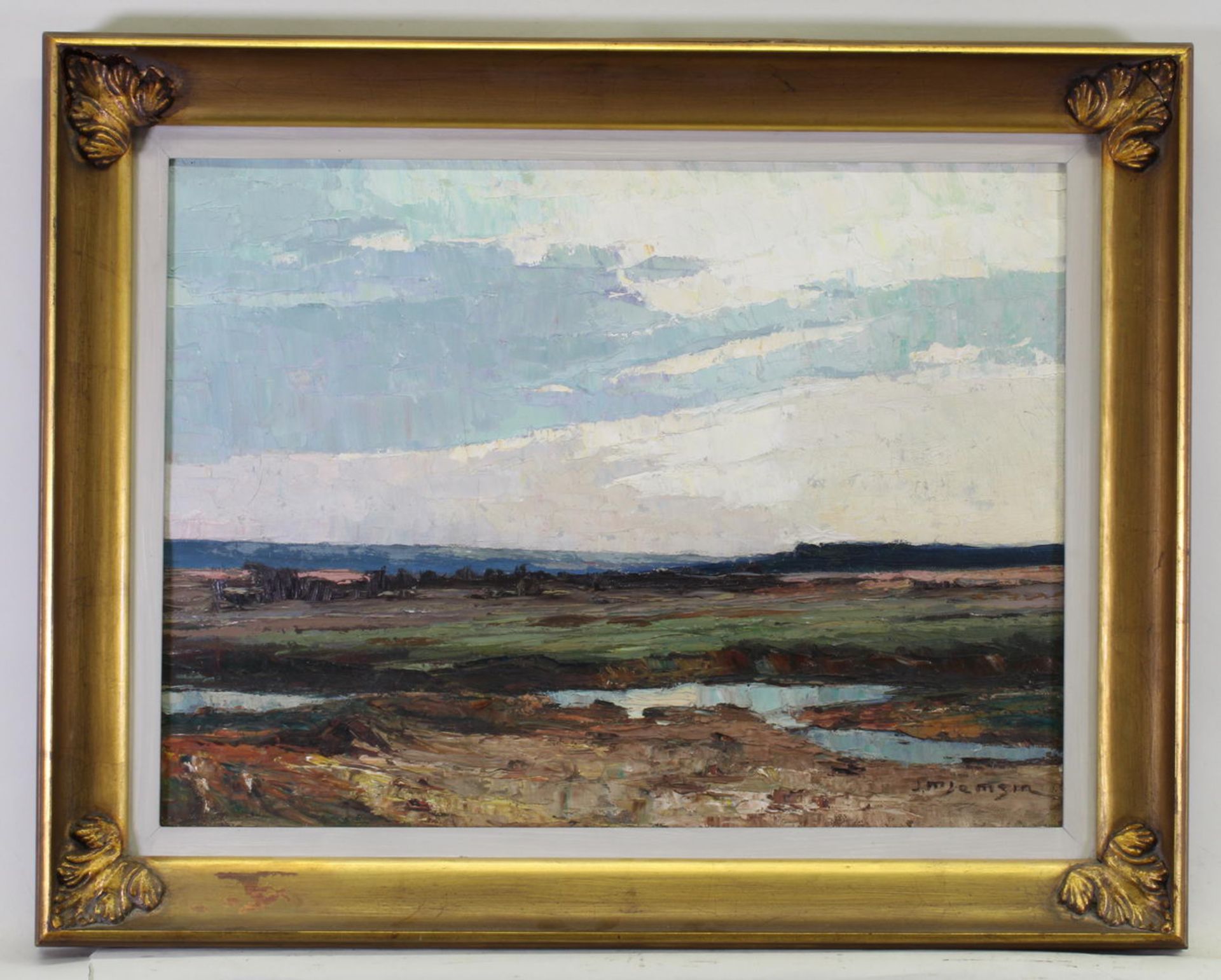 Lamsin, Jan Mathieu (Künstler des frühen 20. Jh.), "Landschaft", Öl auf Leinwand, signiert recht - Image 2 of 4
