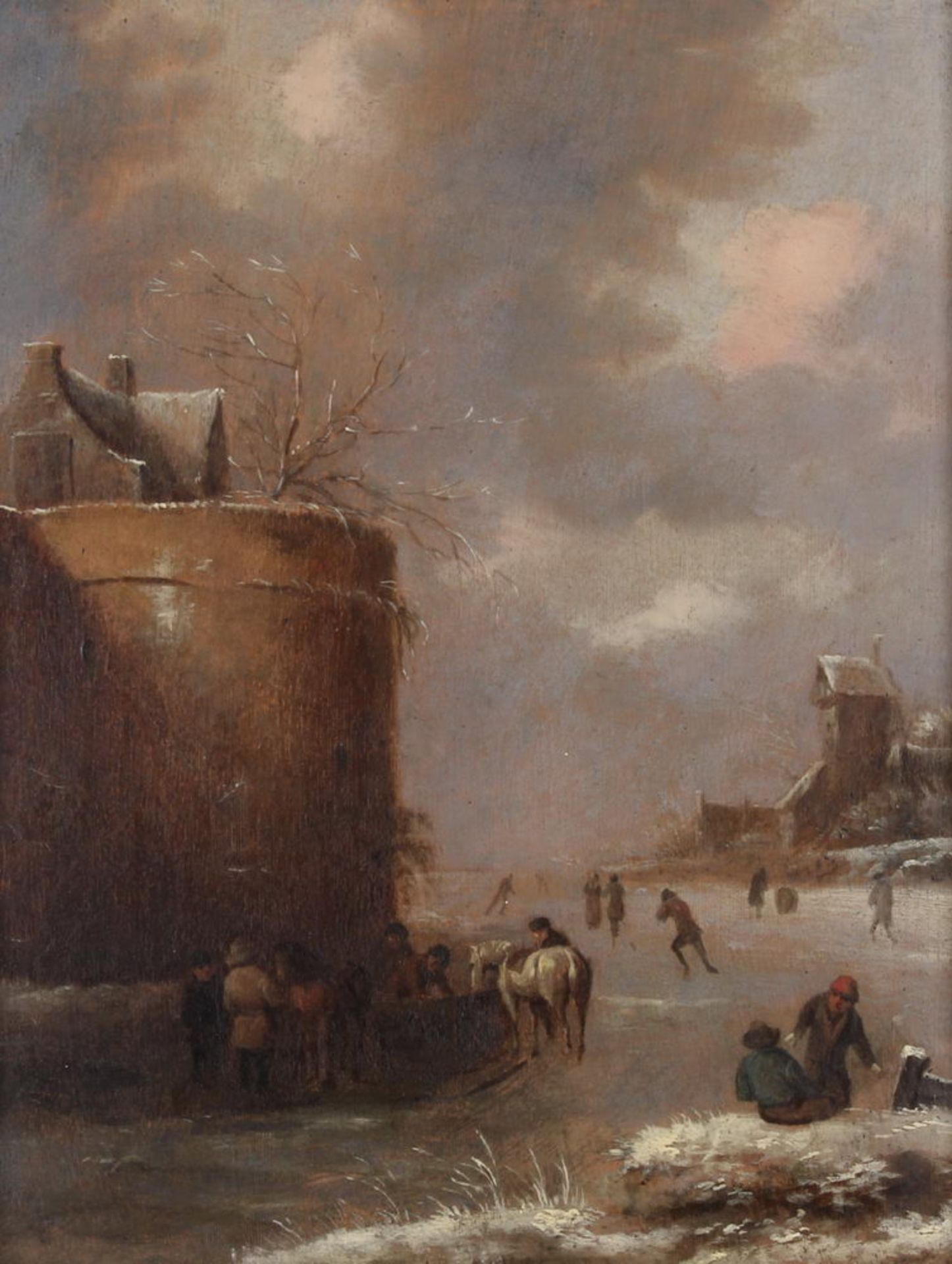 Molenaer, Klaes Nicolaes (Haarlem 1626 - 1676 ebenda), Umkreis, "Wintervergnügen vor der Stadt", Öl