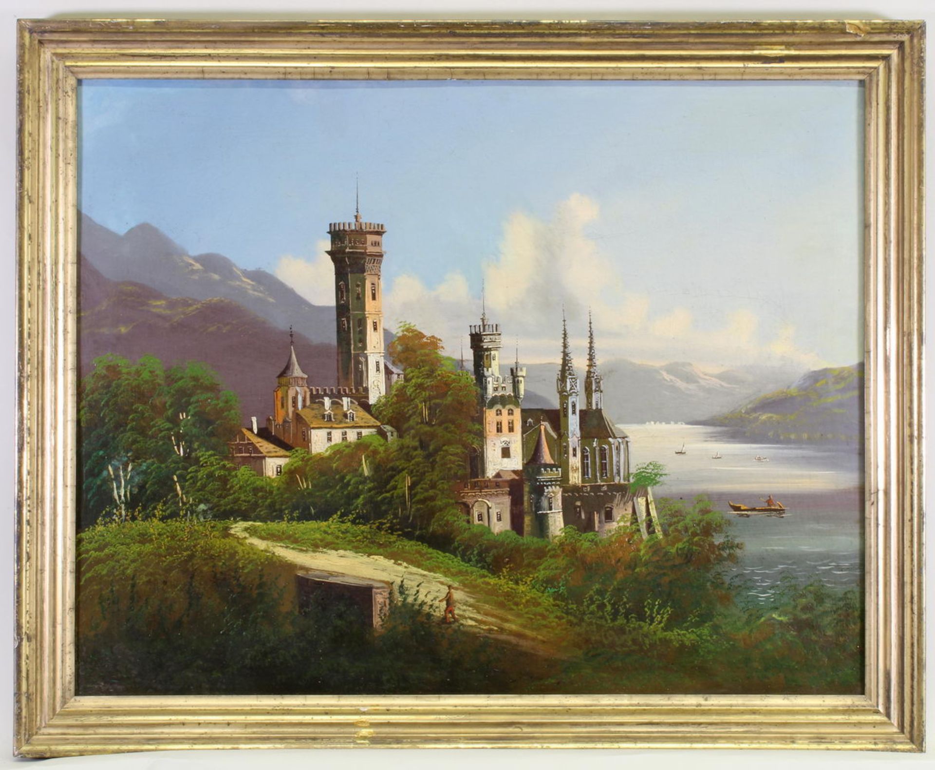 Landschaftsmaler (19. Jh.) "Burg Stolzenfels", Öl auf Leinwand, 54 x 68 cm - Image 2 of 3