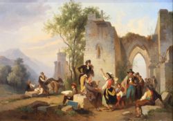 Knebel, Franz II (1809 La Sarraz - 1877 Rom), wohl, "In den Albaner Bergen bei Rom", Öl auf Leinwa