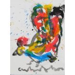 Heyboer, Anton (1924 Sabang - 2005 Den Lip, abstrakter Künstler), "Huhn", Plakatfarbe auf Papier,