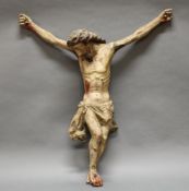 Skulptur, Holz geschnitzt, "Corpus Christi", Südtirol, 18. Jh., 91 cm hoch, alter Wurmfraß, Kreu