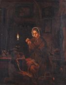 Schendel, Petrus van (1806 Breda - 1870 Brüssel), in der Art, "Näharbeit bei Kerzenschein", Öl a
