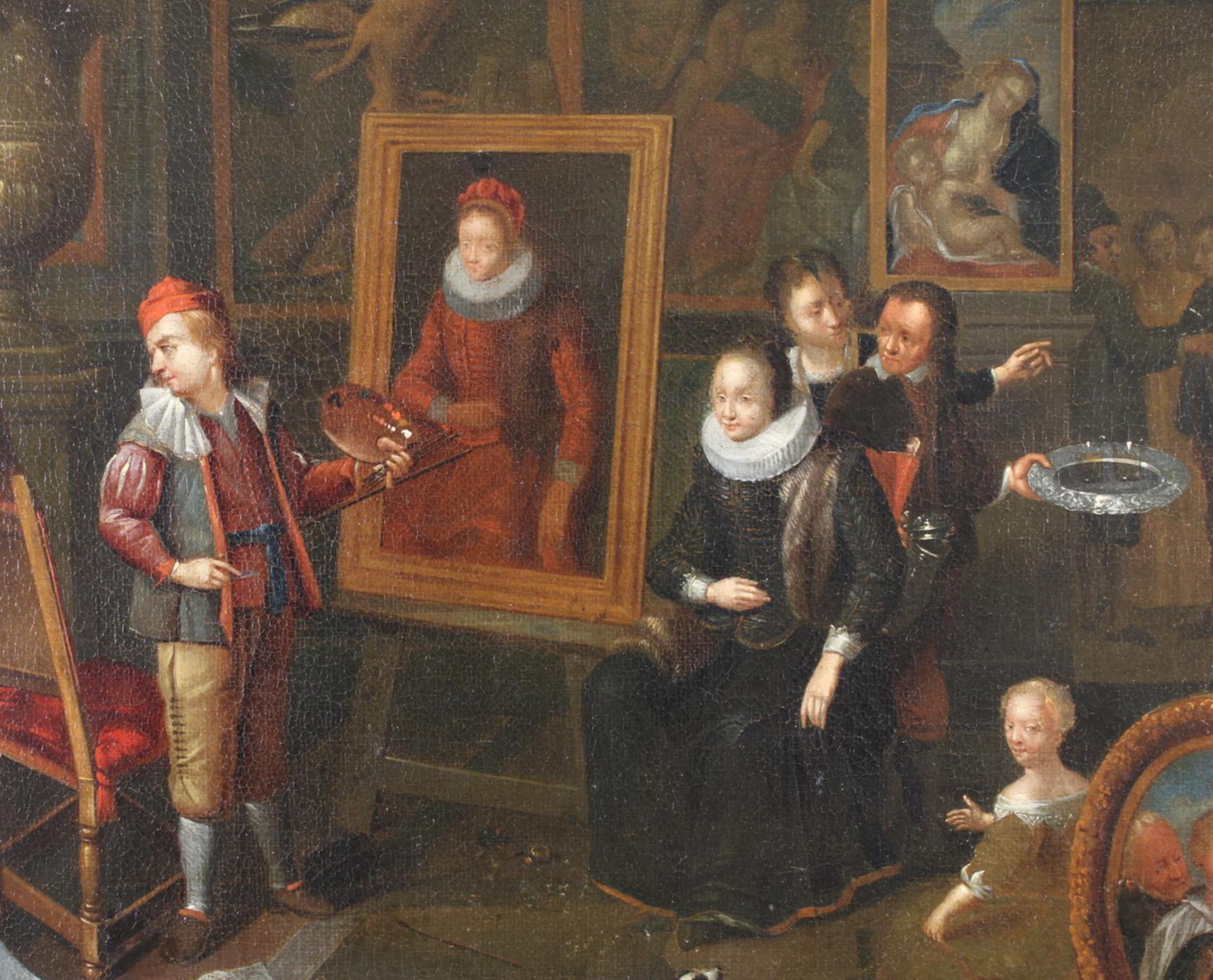 Thomas, Gerard (1663 Antwerpen - 1720 ebenda) oder Werkstatt, "Im Maleratelier", Öl auf Leinwand, - Image 4 of 5