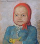 Pfannenberg, Inna von (geb. 1876, Weimarer Künstlerin), "Mädchenbildnis", Mischtechnik mit Farbkr