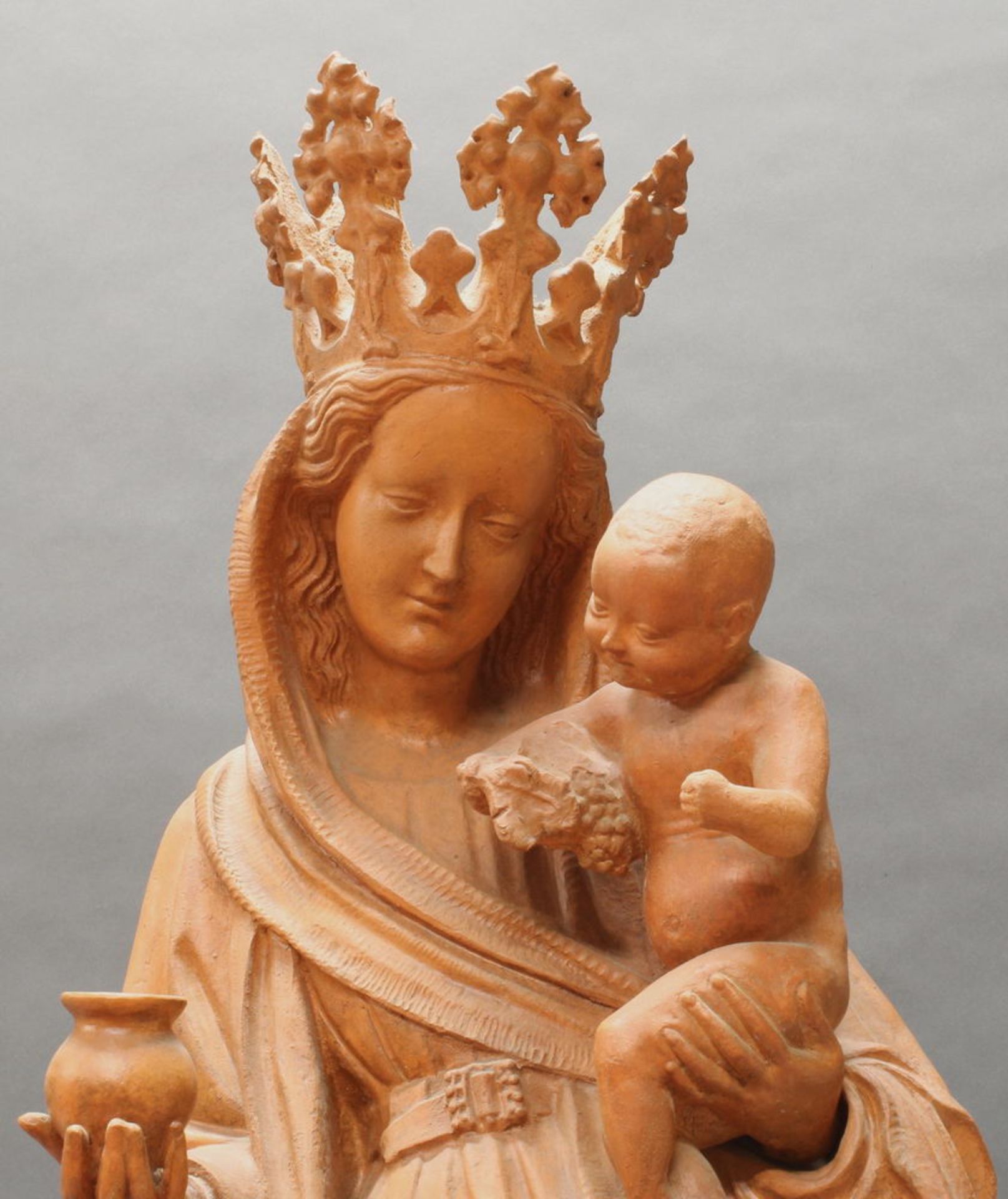 Große Plastik, Ton, "Mondsichelmadonna", Adam Winter (1903 – 1978), Kopie der "Hallgartener Madonna" - Image 3 of 3