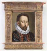 Porträtmaler (19. Jh.), "Porträt eines Mannes", Öl auf Leinwand, doubliert, 40 x 31 cm, stark re