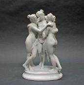Porzellangruppe, "Die drei Grazien", Sitzendorfer Porzellanmanufaktur, Modellnummer 21304, Weißpor