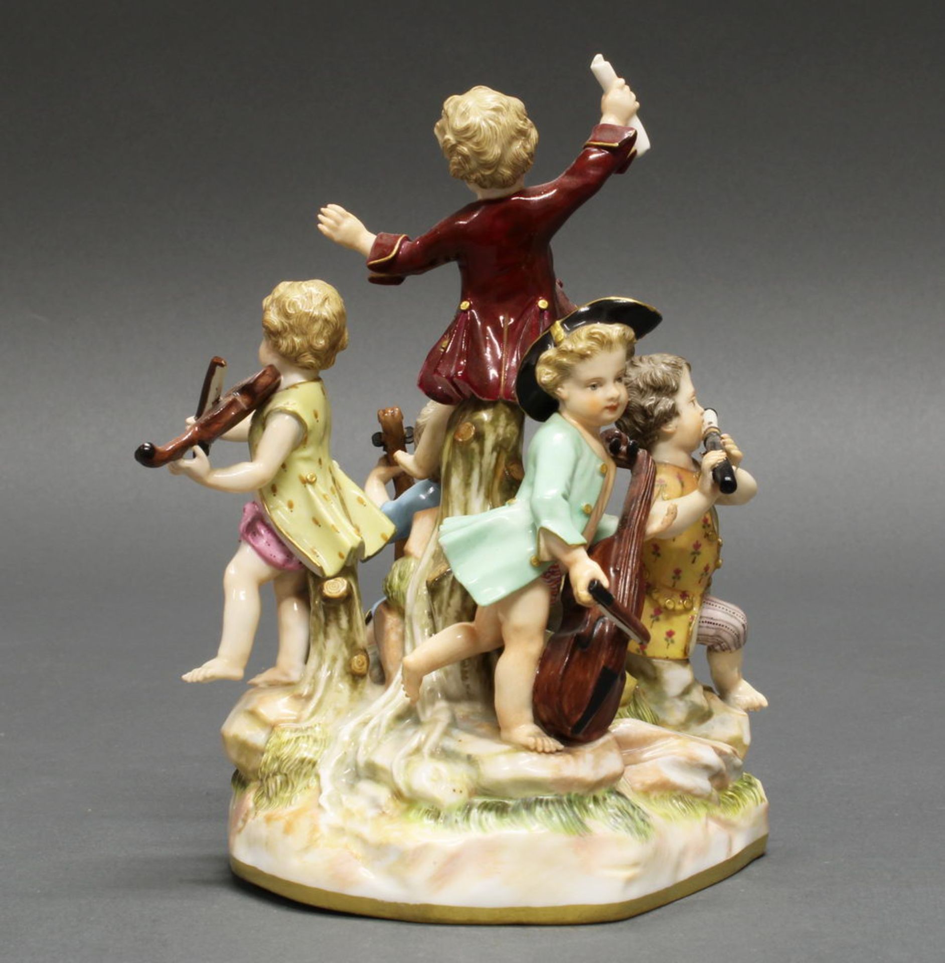 Porzellangruppe, "Musizierende Amoretten", Meissen, Schwertermarke, 1850-1924, 2. Wahl, Modellnumme - Image 2 of 2