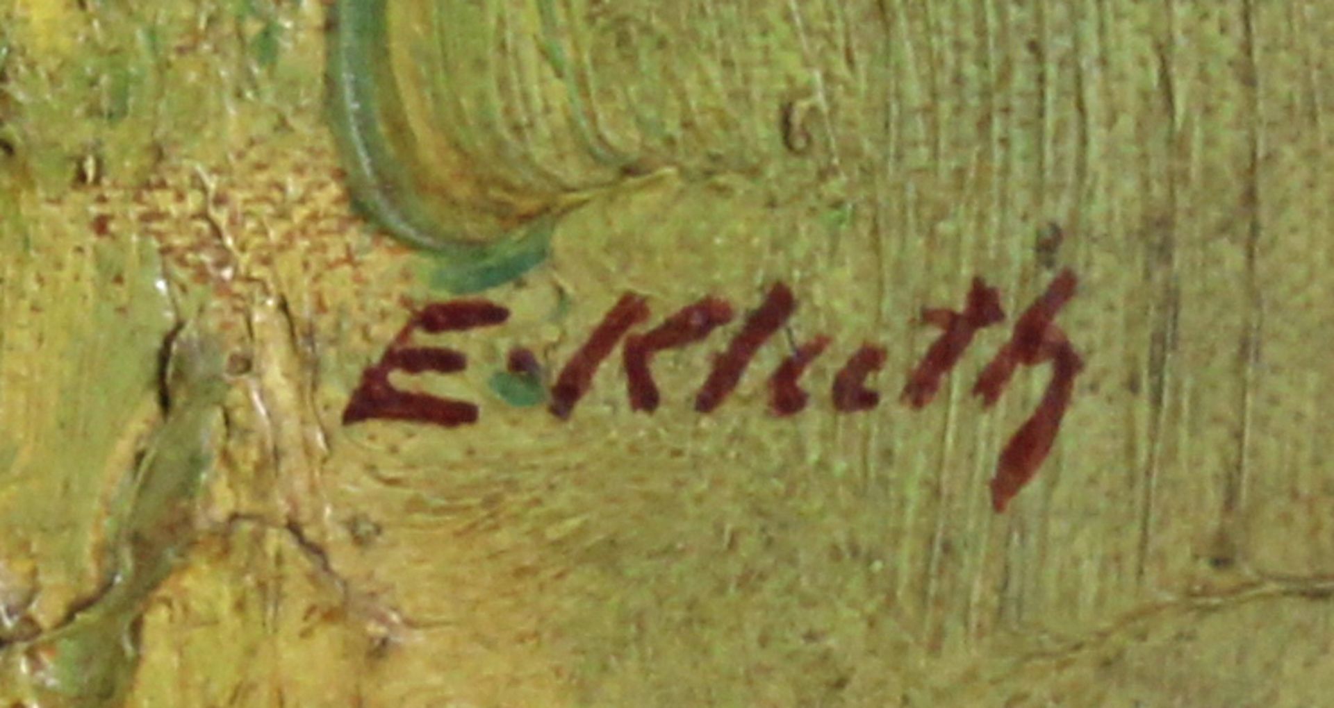 Kluth, E. (20. Jh.), "Sommerlandschaft", Öl auf Karton, signiert unten rechts E. Kluth, 49 x 71 cm - Bild 2 aus 2