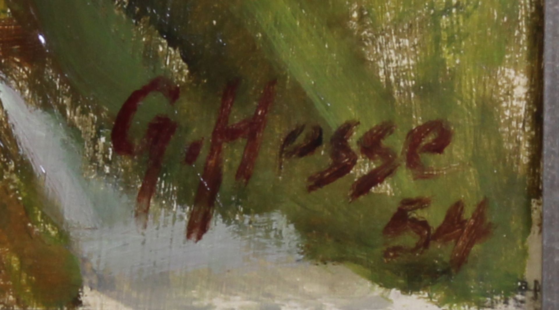 Gustav Hesse (20. Jh.), "Sonnenblumen", Öl auf Platte, signiert und datiert rechts unten G. Hesse 54 - Bild 3 aus 3