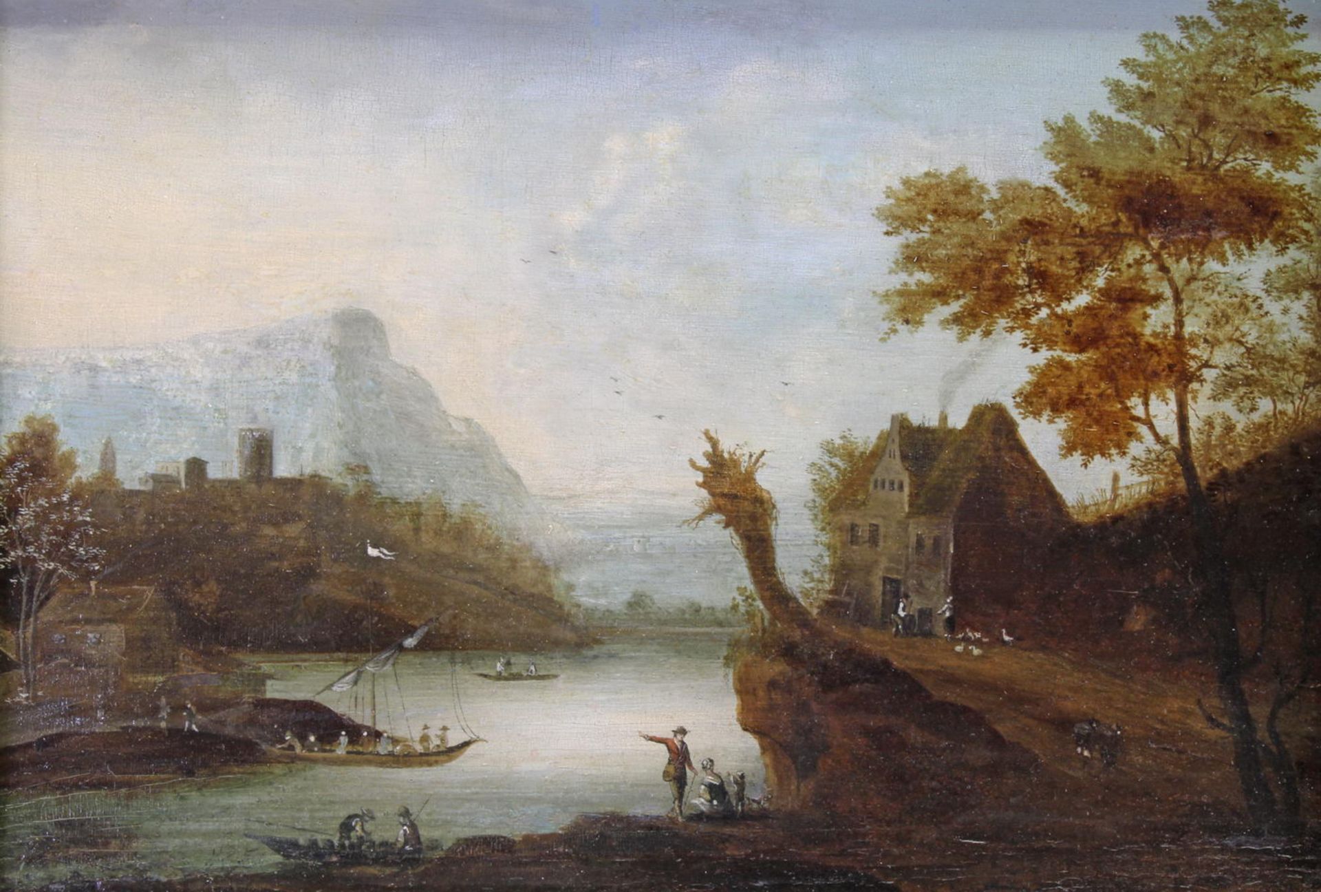 Verboom, Adriaen Hendriksz (ca. 1628 - ca. 1670), alt zugeschrieben, "Flusslandschaft", Öl auf Hol