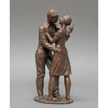 Bronze, dunkelbraun patiniert, "Liebespaar", auf der Standfläche bezeichnet F. Lipensky, 29 cm hoc