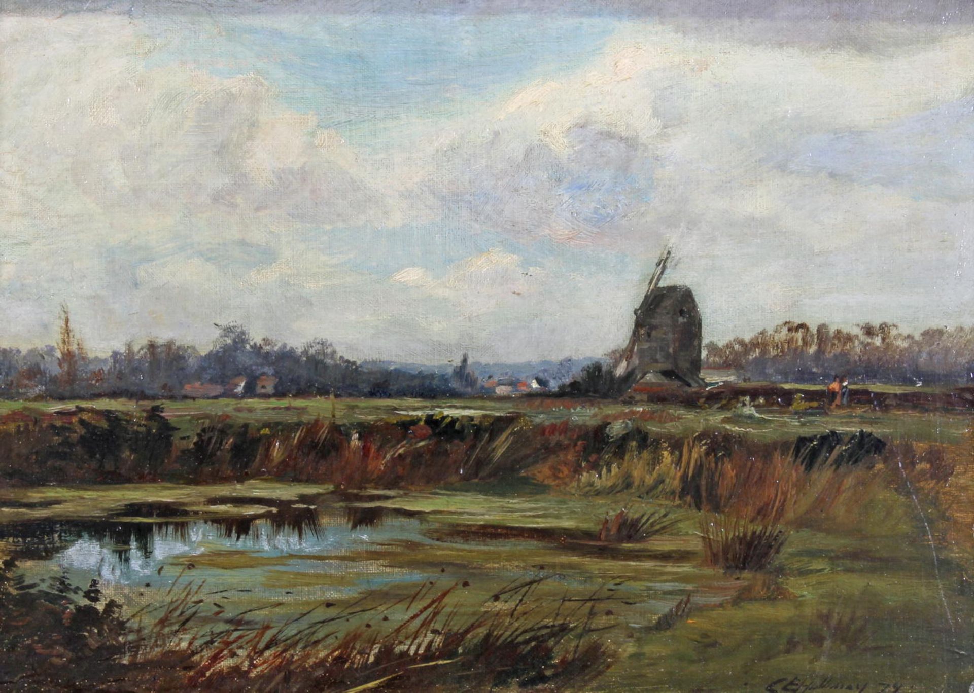 Holloway, Charles Edward (1838 - 1897, englischer Landschaftsmaler), "Near Norwich", Öl auf Leinwa