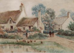 Harrison, Edward D. (1846 - 1921), "Cottage in Nord Wales", Aquarell, signiert unten rechts Edward