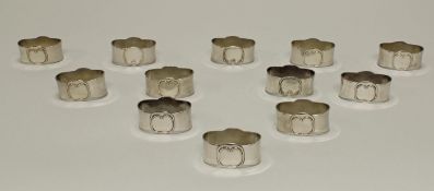 12 Serviettenringe, Silber 925, Robbe & Berking, Alt-Faden, 2.5 x 5.4 x 3.2 cm, zus. ca. 412 g