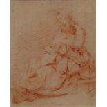Chardin, Jean-Baptiste Simeon (1699-1779), alt zugeschrieben, "Sitzende Mutter mit Kind", Rötelzei