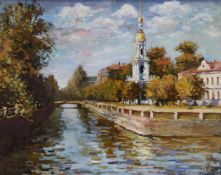 Russischer Künstler (20./21. Jh.), "Blick auf die Nikolaus-Marine-Kathedrale, St. Petersburg"
