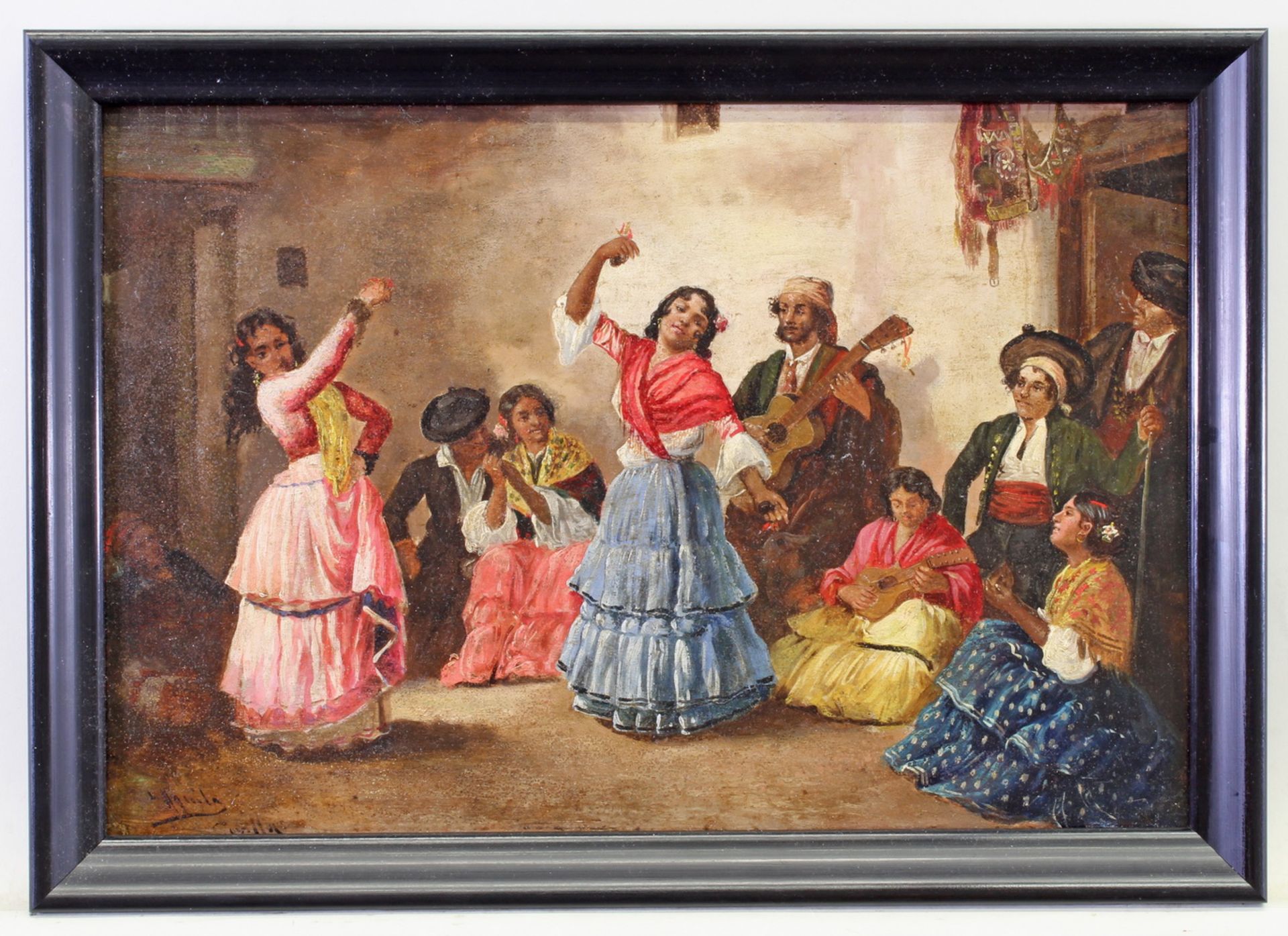Luis del Aguila Acosta (19./20. Jh.), wohl, "Spanische Tanzszene", Öl auf Holz, signiert unten lin - Image 2 of 4