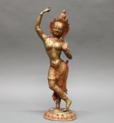 Figur, "Maya Devi", Indien, 20. Jh., Messingbronze, Reste von roter Farbe, 51 cm hoch