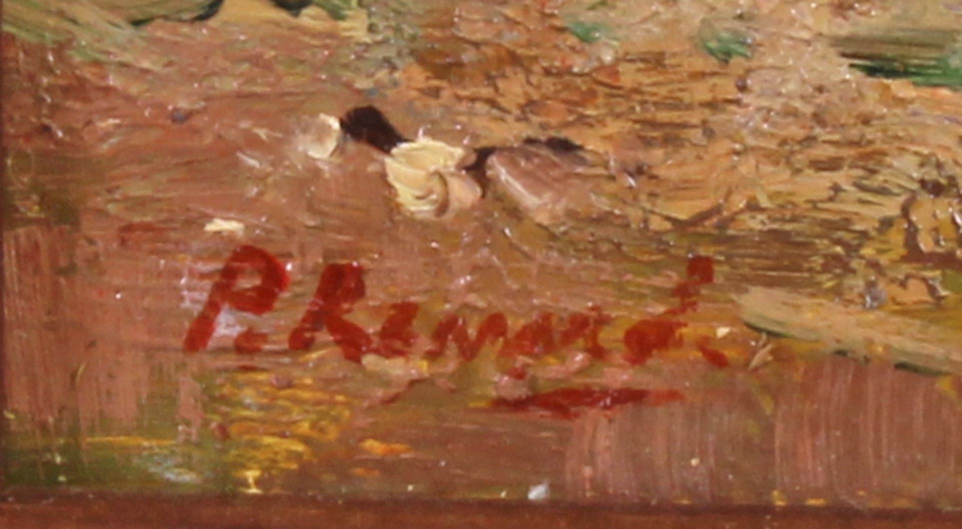 Renard, P. (20. Jh.), "Nachmittag am Strand", Öl auf Sperrholz, signiert links unten P. Renard, 20 - Image 3 of 3