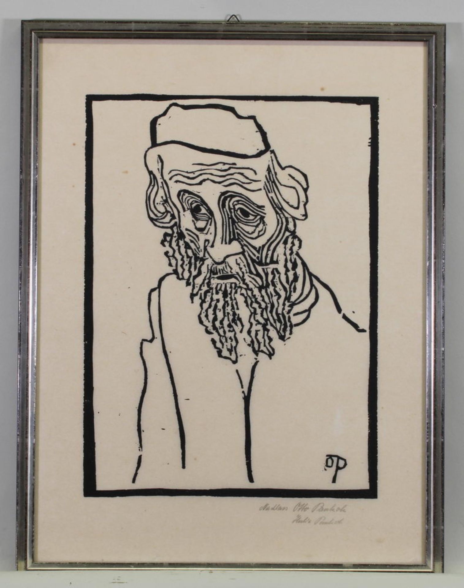 Pankok, Otto (1893 Mühlheim/Ruhr - 1966 Wesel, Maler und Grafiker), 2 Holzschnitte, "Rabbiner" (19 - Image 2 of 6