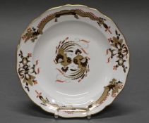 Teller, Meissen, Schwertermarke, 1850-1924, 1. Wahl, reicher Drache, braun, rot- und goldschattiert