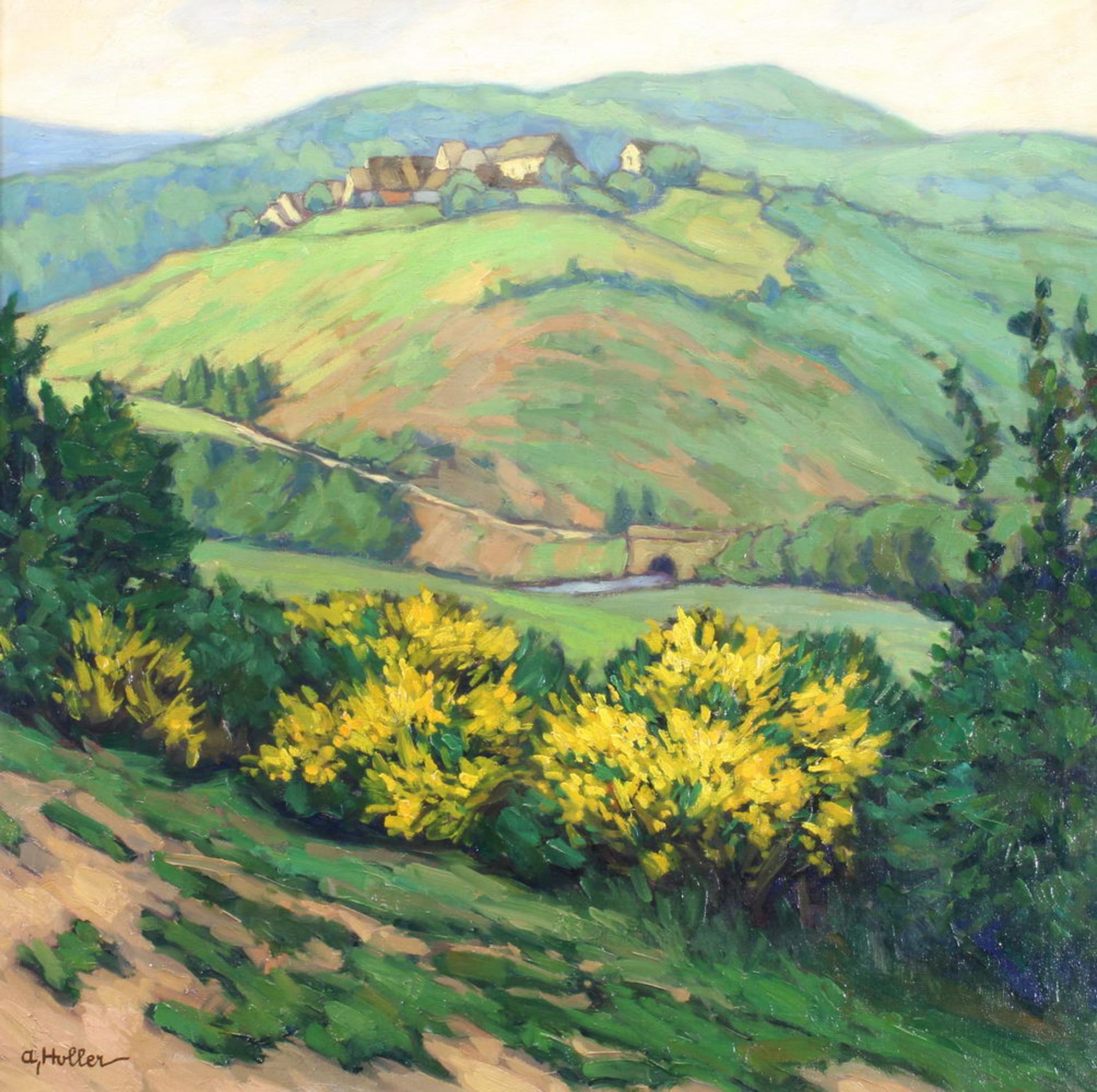 Holler, Alfred (1888 Krefeld - 1954, Landschaftsmaler, besonders der Eifel), "Blick auf Schönberg
