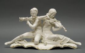 Porzellangruppe, "Musizierendes Paar", Hutschenreuther, Selb, Germany, Kunstabteilung, Weißporzell