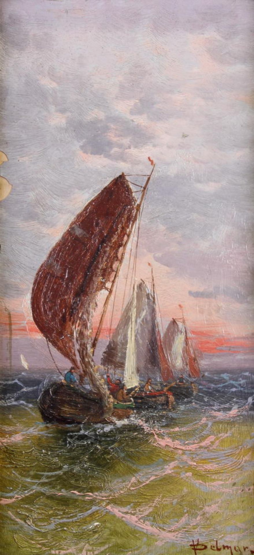 Delmar, William (englischer Maler, 19. Jh.), womöglich, "Segelschiffe", Öl auf Holz, signiert unt