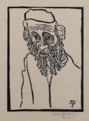 Pankok, Otto (1893 Mühlheim/Ruhr - 1966 Wesel, Maler und Grafiker), 2 Holzschnitte, "Rabbiner" (19