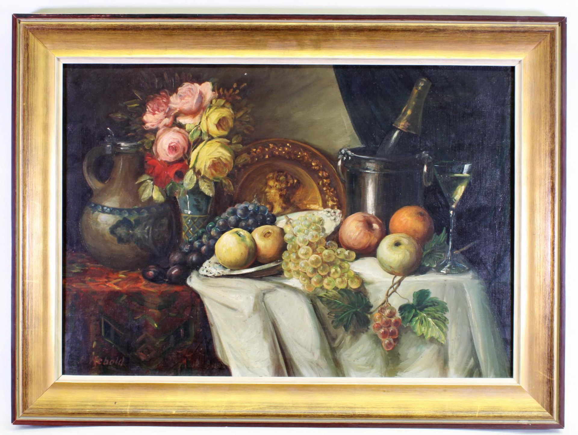 Stilllebenmaler (20. Jh.), "Stillleben mit Blumen", Öl auf Leinwand, signiert links unten B (?) Re - Image 2 of 4